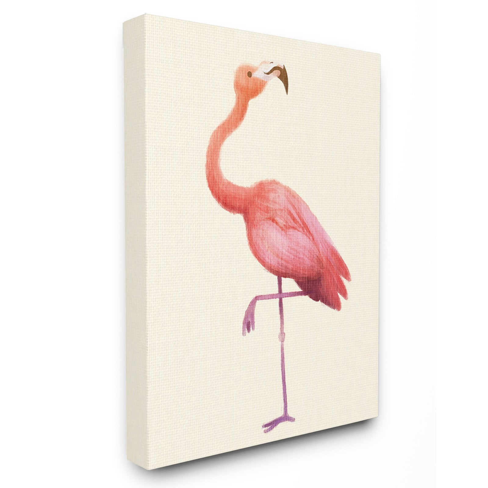 The Kids Room by Stupell Flamingo Pose on Tan Watercolor Oversized Wall Plaque Art, 12.5 x 0.5 x 18.5