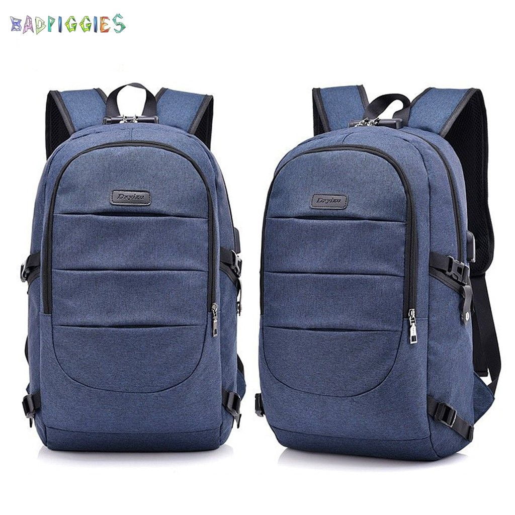 BadPiggies Travel Laptop Backpack Water Resistant Anti-Theft Bag with USB Charging Port and Lock
