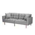 thumbnail image 6 of Modern Tuft Futon Couch Convertible Loveseat Sleeper Reclining Sofa Bed Twin Size with Arms and 2 Pillows for Living Room, Light Grey, 6 of 9
