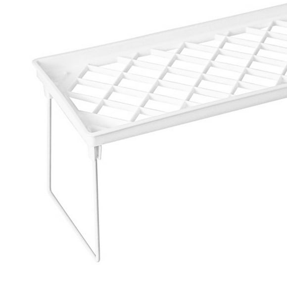 Storage Shelves, Stackable Countertop Shelf Cabinet Cupboard Concise Kitchen Small Storage Rack Folding Shelf Metal Storage Shelves with Foldable Storage Shelf for Bathroom Pantry