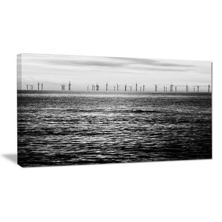 Wind Turbines Design - Design Art Wind Turbines Black and White Photographic Print on Wrapped Canvas