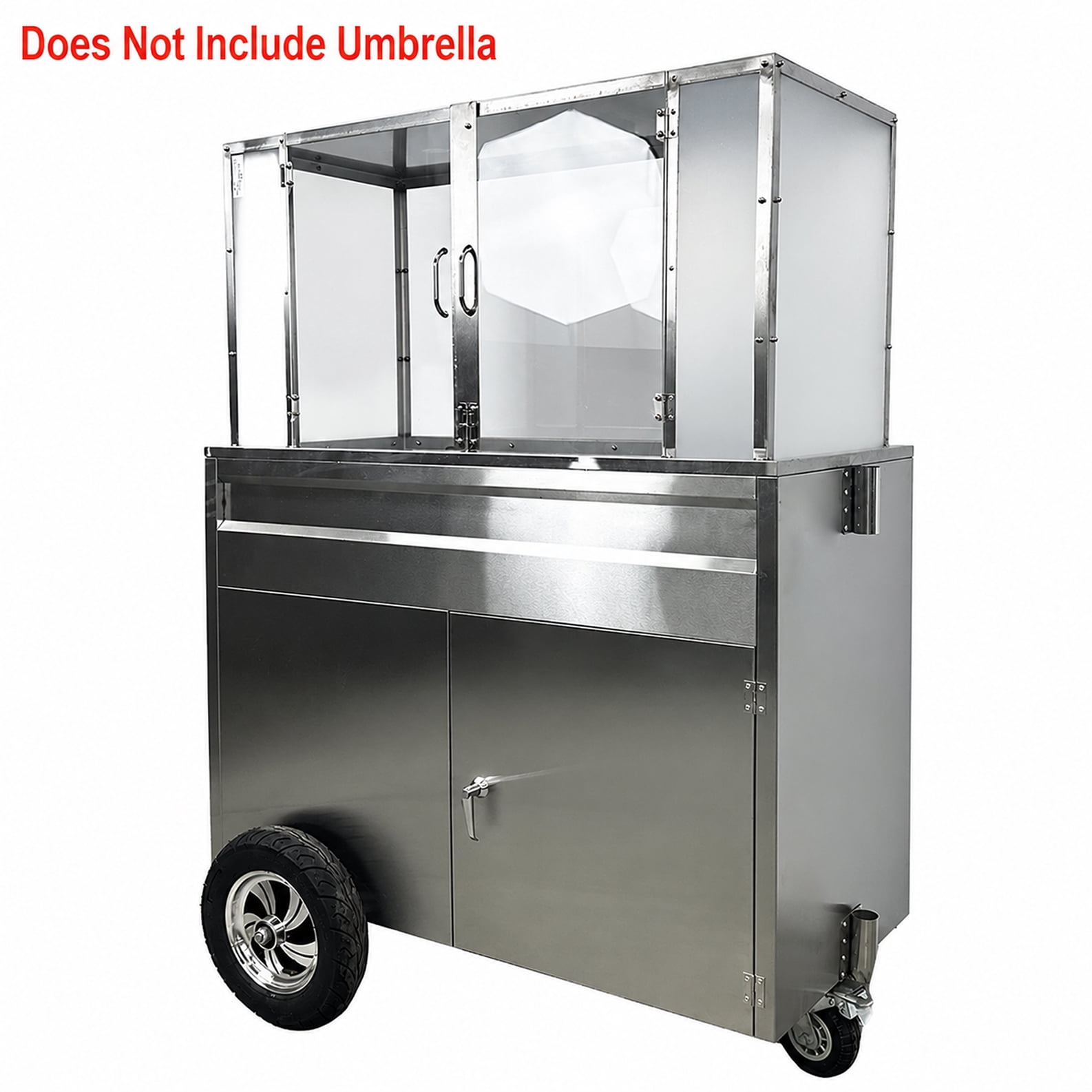 44" Commercial Street Vendor Fruit Cart Carro De Fruta Concession Stand with Ice Bin Storage Stainless Steel Display