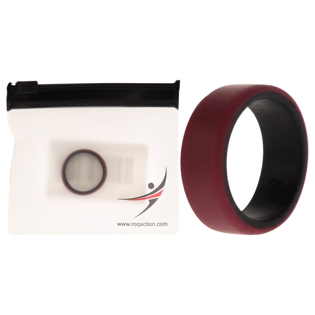 Anillo de boda de silicona de 2 capas biselado de 8 mm - Burdeos de ROQ para hombres - Anillo de 8 mm