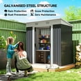 thumbnail image 3 of Outsunny 6' x 4' Metal Outdoor Storage Shed w/ Sliding Doors Charcoal Grey, 3 of 8
