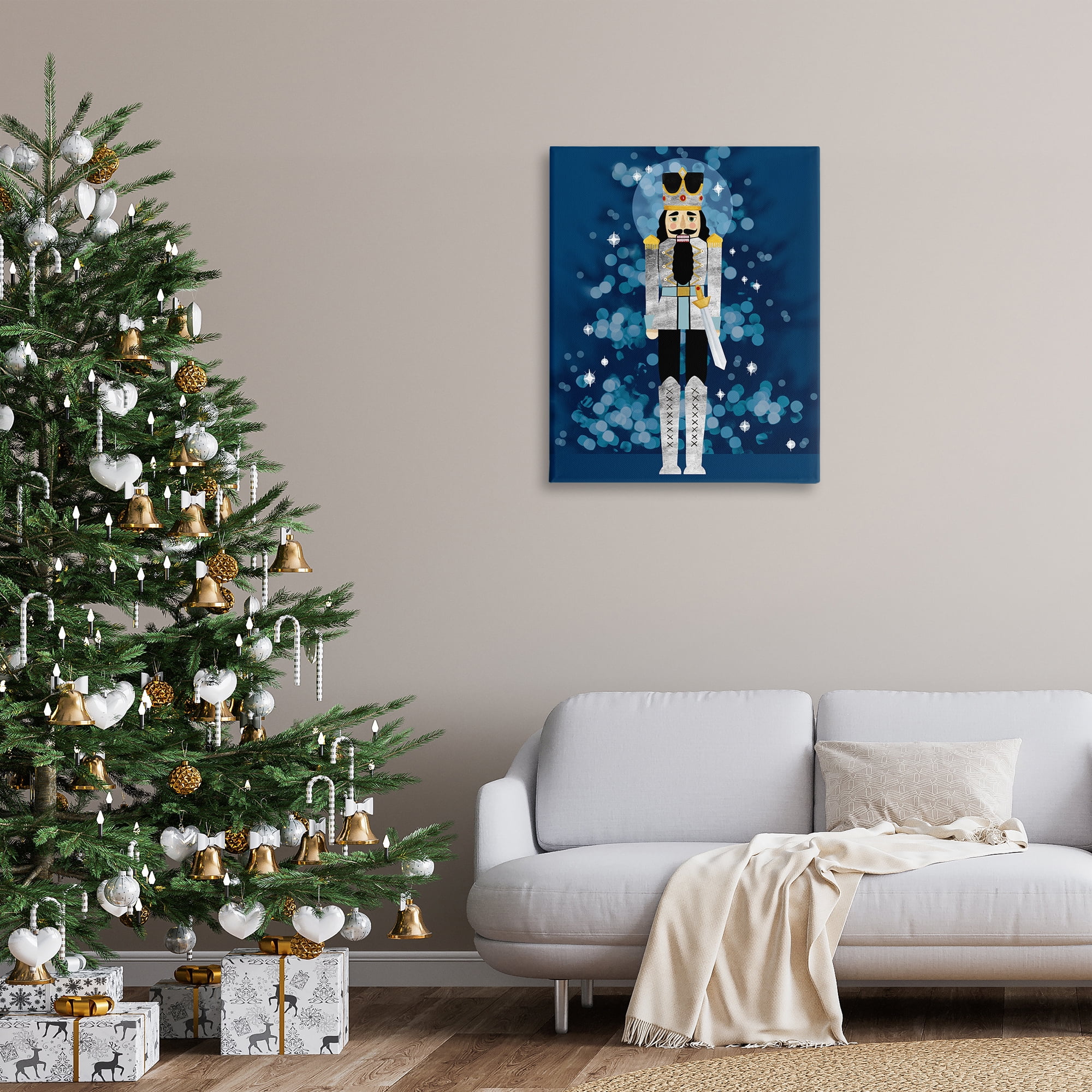 Stupell Industries Seasonal Modern Nutcracker Holiday Painting Gallery Wrapped Canvas Art Print Wall Art, 30 x 40