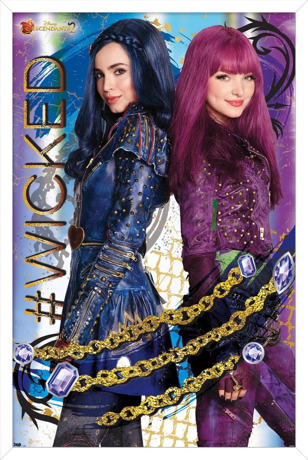 Disney Descendants 2 - Wicked Wall Poster, 14.725" x 22.375" Framed