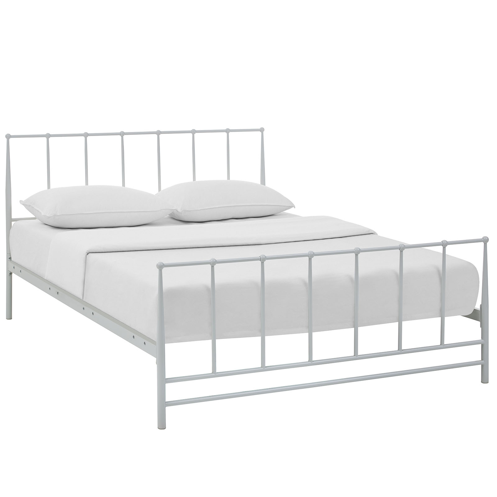 Modern Contemporary Urban Design Bedroom King Size Platform Bed Frame, White, Metal Steel