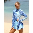 thumbnail image 4 of IDOPIP Women One Piece Rash Guard Set Long Sleeve Swimsuits Zip Front Swim Shirt Dress with Shorts, 4 of 7