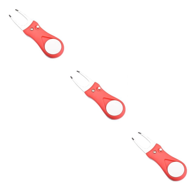 Eigraketly Golf Pitch Groove Repair Fork Pitchfork Mango de plástico Cabeza de acero inoxidable Reutilizable Putting Marker Removal Red Type1 NO1