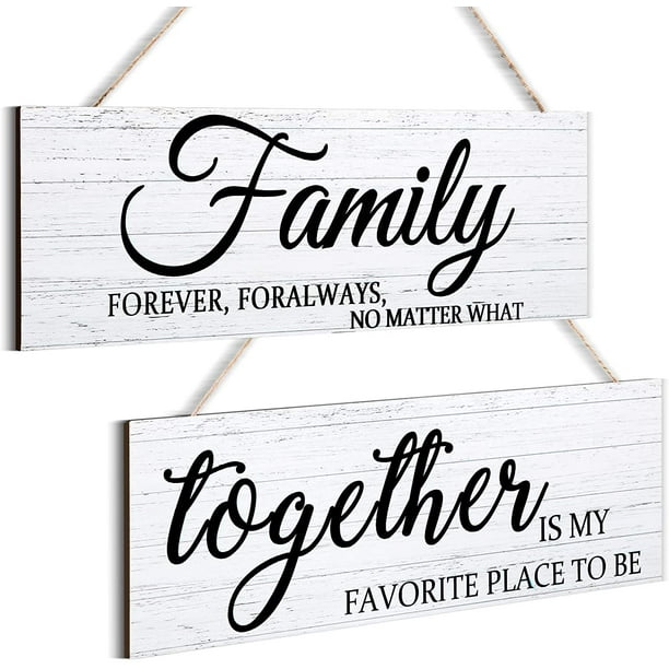 2 Pieces Family Quotes Wall Sign Together Wooden Wall Decor Printed