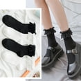 thumbnail image 4 of JUNTEX Japanese Lolita Mesh Crew Socks Sweet Ruffled Lace Frilly Hollow Cotton Hosiery, 4 of 12