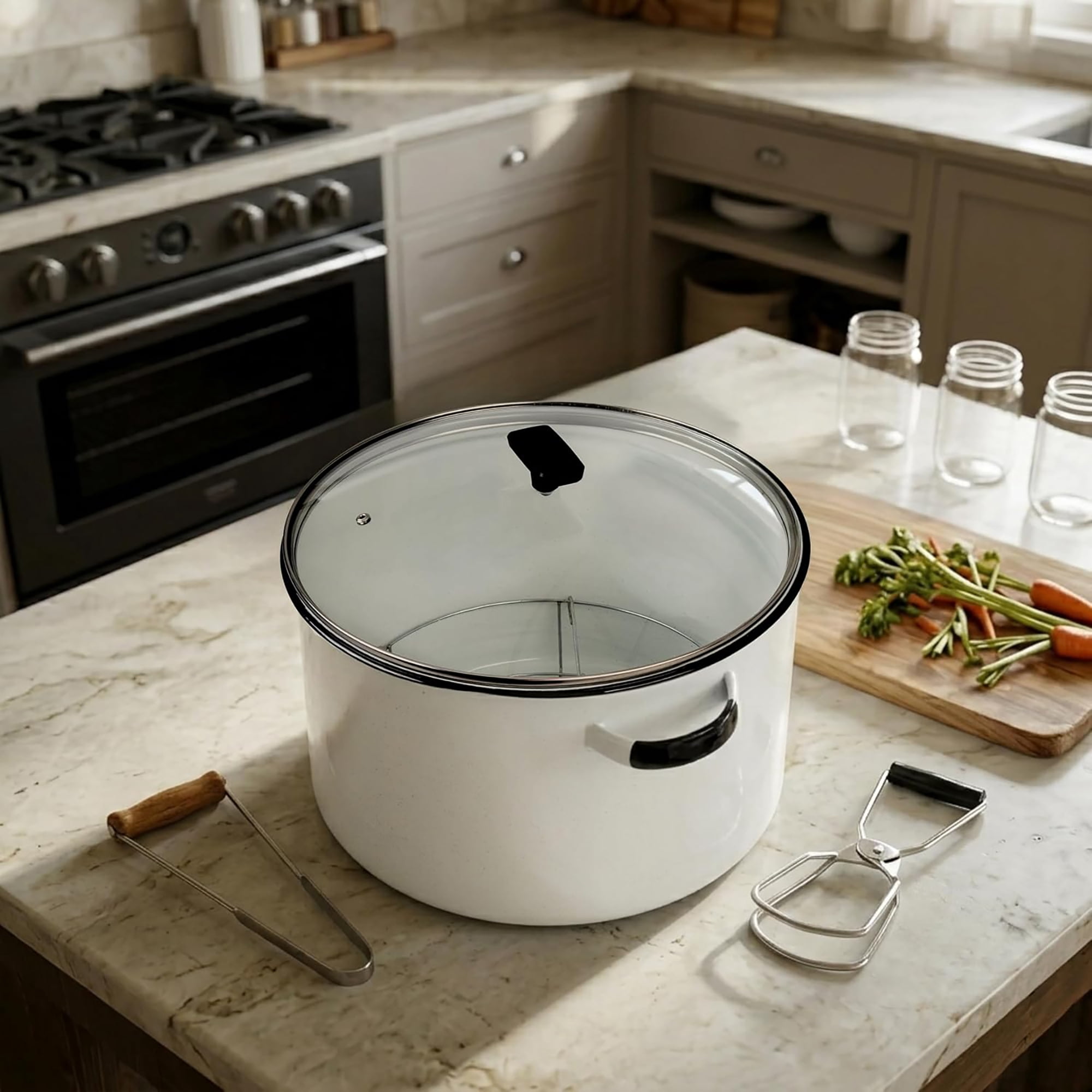 Granite Ware Ceramic Over Steel Canner 21 qt White