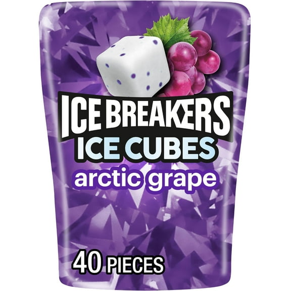 Ice Breakers Ice Cubes Arctic Grape Sugar Free Chewing Gum Bottle, 3.24 Oz (40 Pieces) Packaging May Vary - Pack of 3