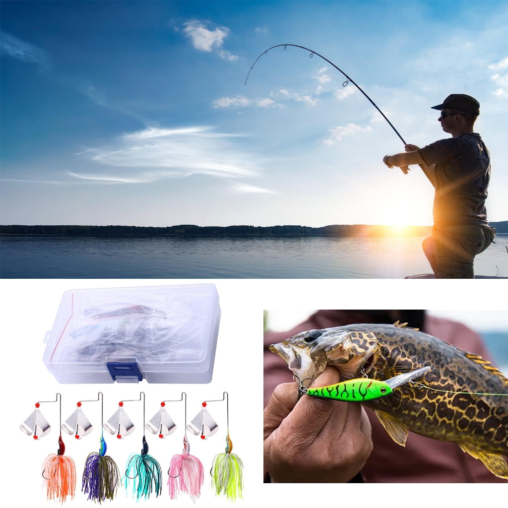5Pcs Fishing Buzzbait Lures Spinnerbait Fishing Lures Swim Jigs Fishing Lure for Freshwater Saltwater Fishing Lures
