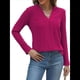 thumbnail image 2 of Suéter de Mujer con Cuello en V y Larga, Tops de Otoño, Ropa Informal de Moda Rosa Roja XXL, 2 of 7