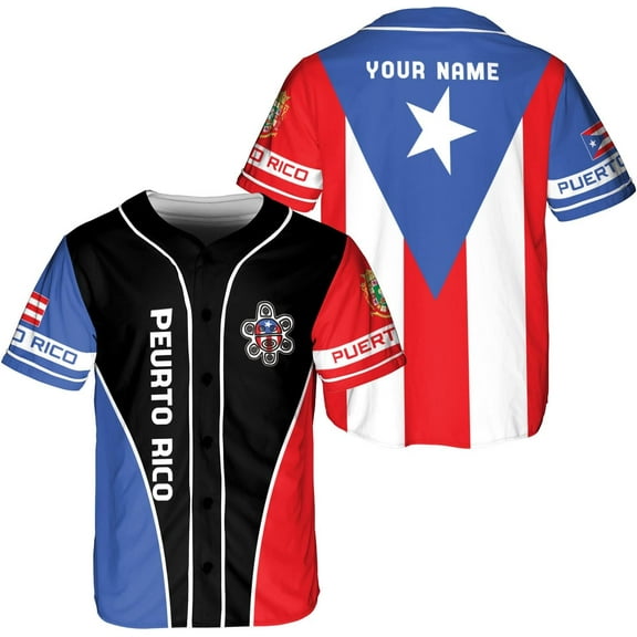 Mostprints Personalized Puerto Rico Baseball Shirt, Customized Team Name Puerto Rican Baseball Jersey for Men and Women S-5XL (S)