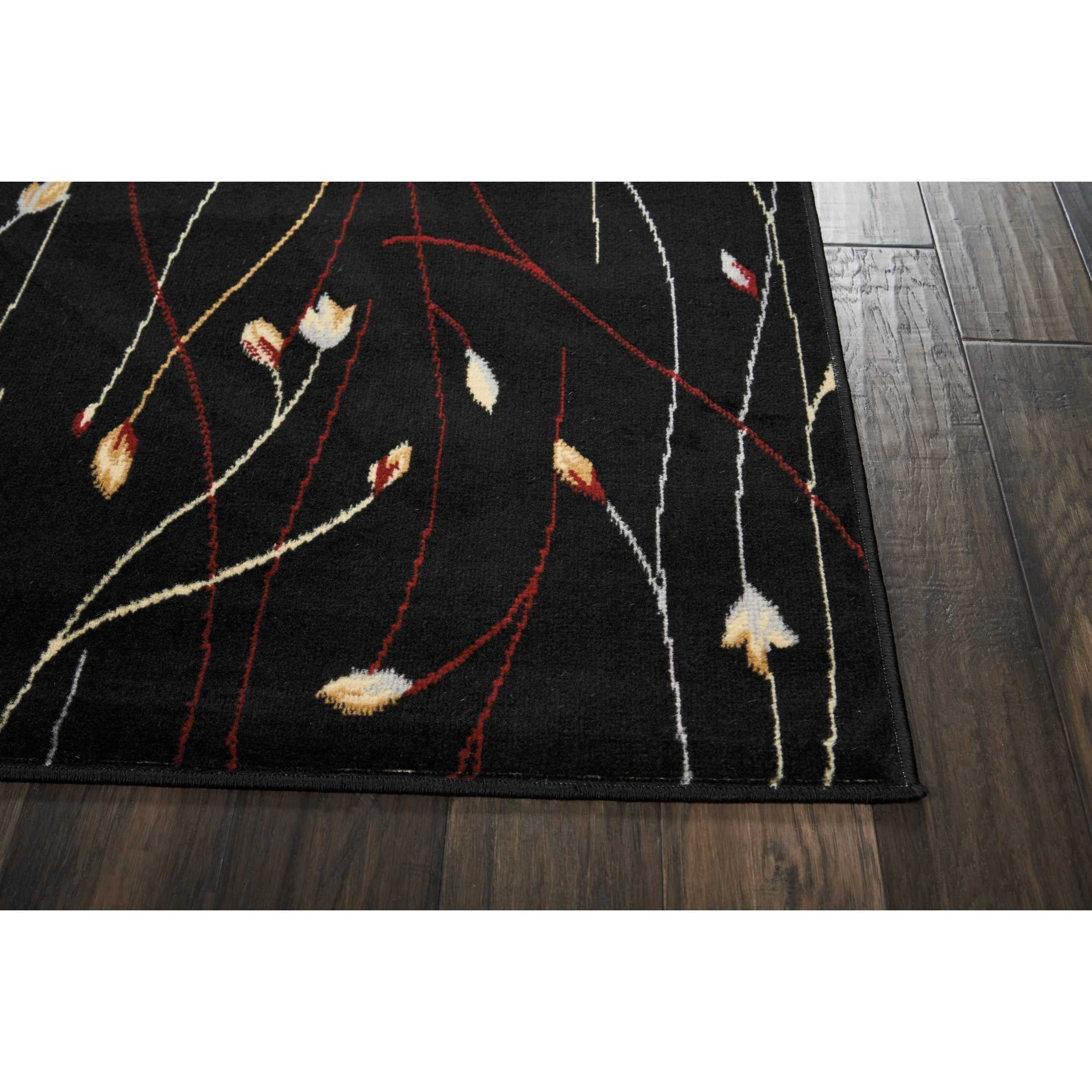 Nourison Grafix Floral Black 7'10" x 9'10" Area Rug, (8x10)