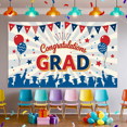 thumbnail image 7 of Congrats Grad Themed Banner with Stars Balloons and Grad Silhouettes Backdrop Party Decorations for Graduation Ceremony Celebration Photography Props Graduation Party Decor Background, 7 of 7