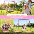 thumbnail image 4 of Kdymod 440lbs 40" Saucer Swing with Frame for Kids Outdoor, Heavy Duty Metal Swing Set with Adjustable Ropes & Ground Anchors, A-Frame Backyard Playset for Playground, Toddlers Ages 3+, Pink, 4 of 7