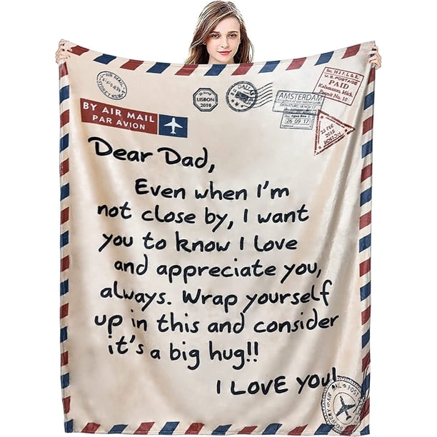 LHSHID Air Mail Blanket Flannel Throw Birthday Valentines Gifts Present from Daughter/Son Printed Snuggle Warm Soft Couch Sofa Living Room Decor 50x60in