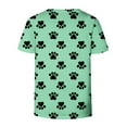 thumbnail image 5 of Charella Short Sleeve Shirts for Women Dog Paw Printed Crewneck T-shirts 2025 Spring Summer Clothes,Green,XL, 5 of 5