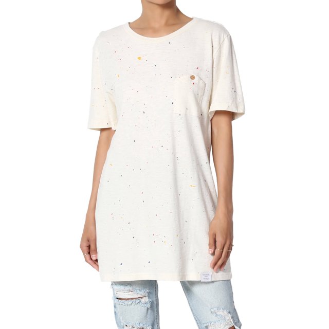 TheMogan Women's Unisex Splashed Relaxed Fit Crew Neck Short Sleeve Tee T-Shirt