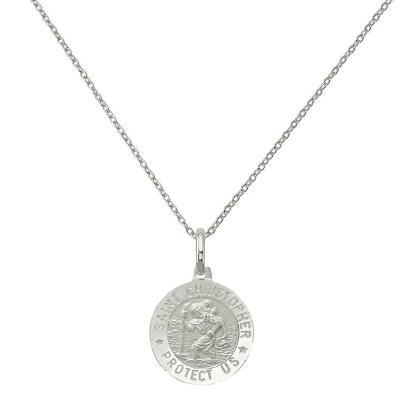Primal Silver Sterling Silver St. Christopher Medal with 18-inch Forzantina Cable Chain