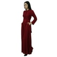 thumbnail image 3 of Bimba Women's Mandarin Collar Plain Jilbab Dress With Pockets Full Sleeve Maxi, 3 of 8