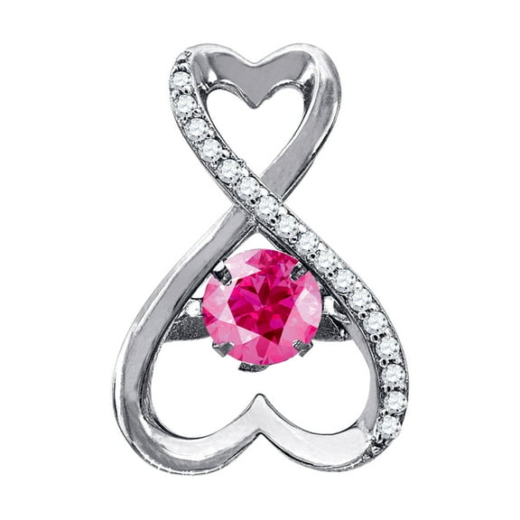 925 Sterling Silver Womens Pink White Cubic Zirconia Infinity Love Heart Charm Pendant Necklace Pendant for Women