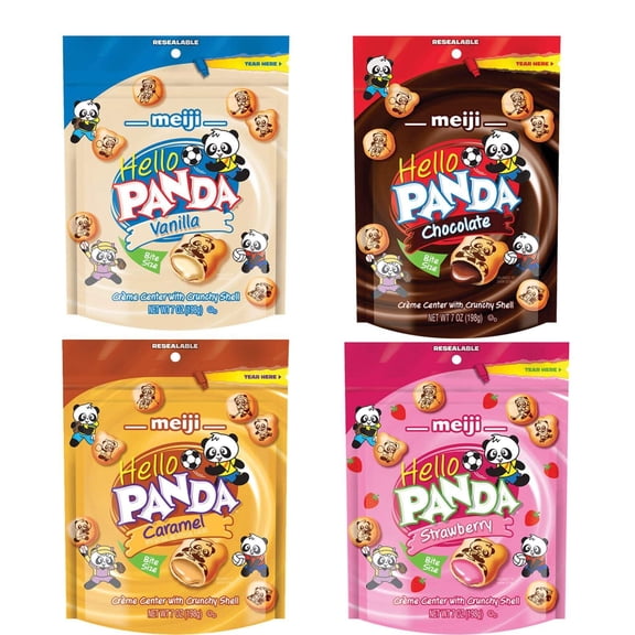 Meiji Hello Panda Cookies, 4-Flavor Bags, 7 Ounce Bag
