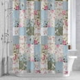 thumbnail image 3 of Blue Green Geometric Shower Curtain for Bathroom Decor, Pink Floral Waterproof Fabric Shower Curtain, 72"x84" Set with 12 Hooks, 3 of 9