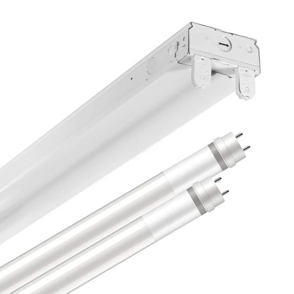 SLES 4 ft. 64-Watt Equivalent 2-Lamp Strip Light Luminaire Plus LED T8 Tube Bundle, 4000K, UNV Non-Dim