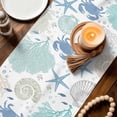 thumbnail image 3 of Coral Crab Coastal Table Runner 72 Inches, Blue Summer Nautical Starfish Bed Runner Dresser Scarves Tabletop for Indoor Outdoor Parties/Ceremony/Banquet, 14" x 72", 3 of 9