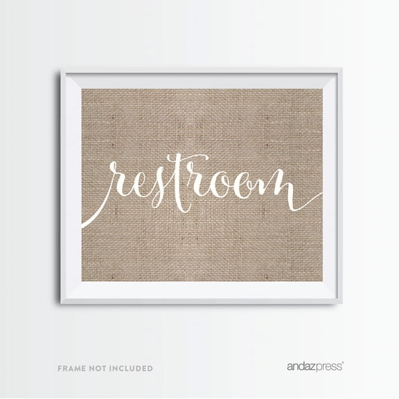 Restroom Burlap Wedding Party Signs
