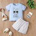 thumbnail image 2 of YDFCWXW Toddler Baby Boy Easter Outfits Bunny Letter Print Short Sleeve T-Shirt Tops Shorts Boys Summer Clothes Sets (Sky Blue, 3-4 Years), 2 of 9