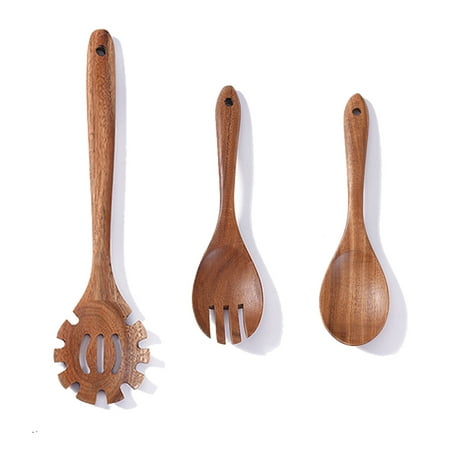 

POINTERTECK Teak Cooking Spoon Wooden Noodle Colander with Salad Spoon and Fork for Cooking Kitchen Use Noodle Spoon Kitchen Tools