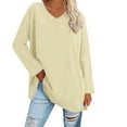 thumbnail image 2 of TODOZO Women's Oversized T Shirts V Neck Tees Summer Long Sleeve Casual Comfy Cozy Tunic Tops Loose Fit Shirts Solid Basic Tops Womens Long Sleeve Tops Oversized T Shirts Striped Shirts Round Neck, 2 of 5