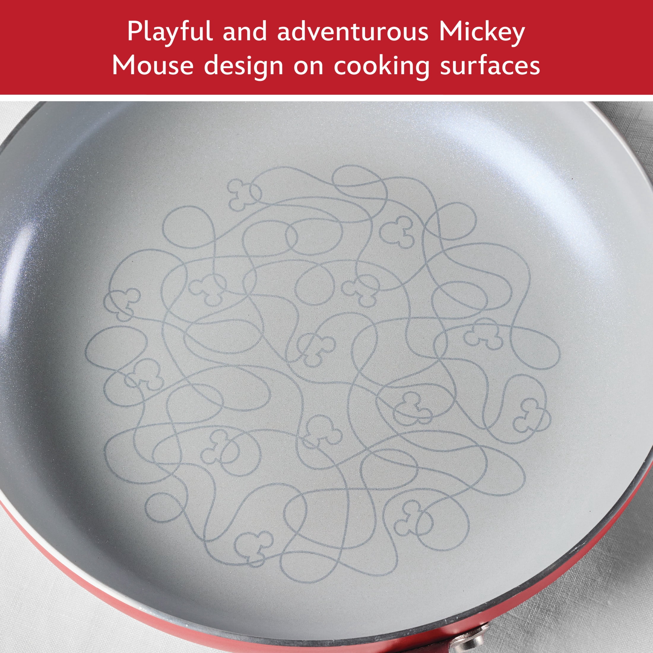 Farberware Disney Bon Voyage 9.5 Inch Ceramic Nonstick Frying Pan / Skillet, Dishwasher Safe, Red