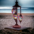 thumbnail image 3 of SILVERFEVER Moroccan Lamps Mosaic Turkish Lamp -Three Tier Lanterns Colorful Handmade Glass Floor or Table with E 12 Bulbs Multi Flower Eggshapped, 3 of 8
