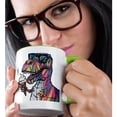 thumbnail image 2 of 3drose, Cute Funny T-rex Dinosaur Eating Ice Cream Cone Abstract Art, 11oz Two-tone Green Mug, 2 of 6
