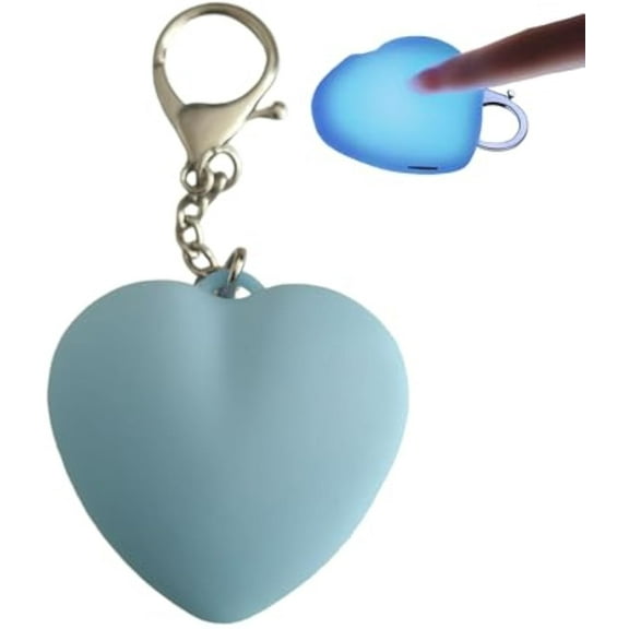 Light-up Heart Light Keychain for Handbag, Purse Glow Heart Shaped Light Rechargeable, Touch Sensor Bag Hanging Night Lights for Girls Gift(BLUE)