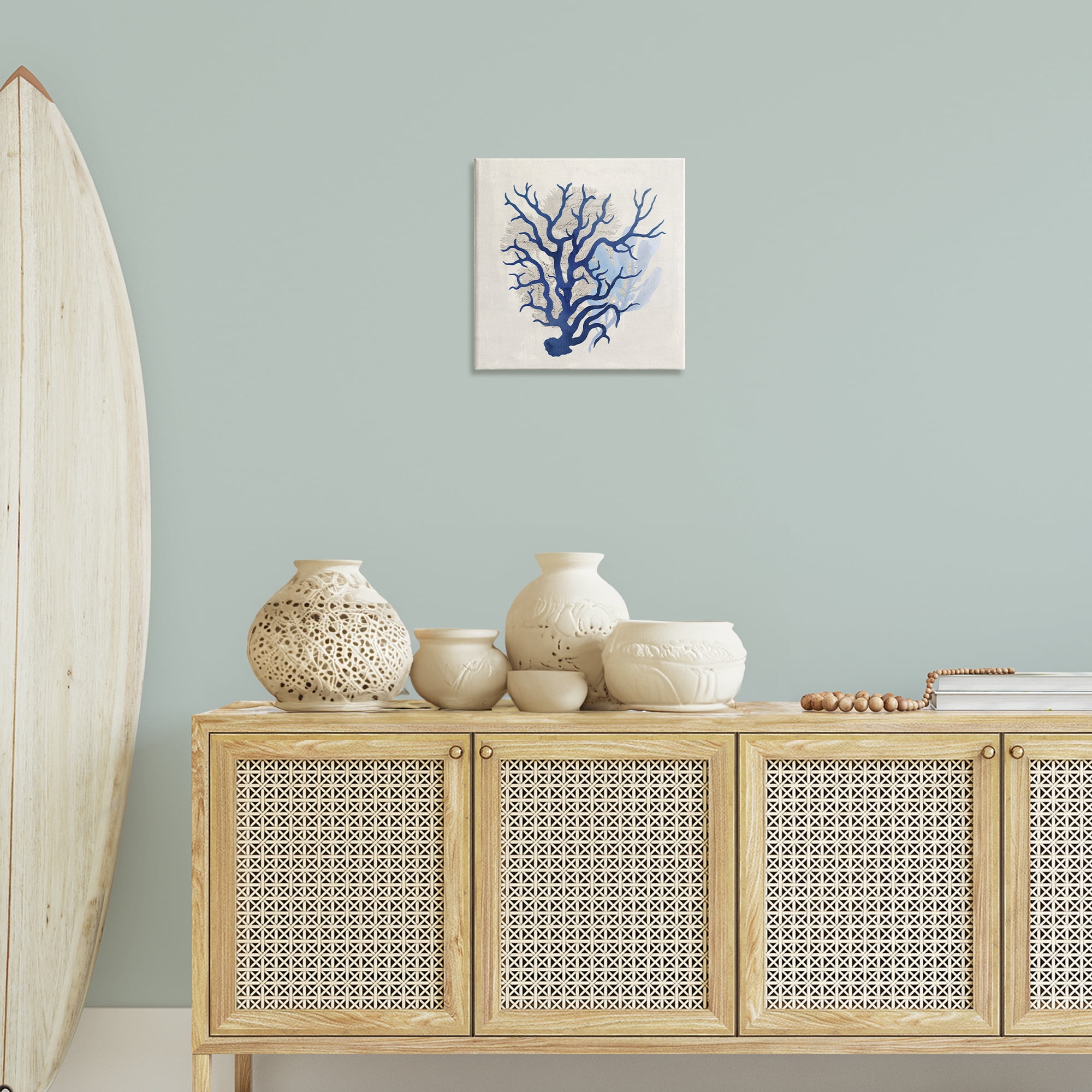 Stupell Industries Blue Coral Branches Nautical & Beach Painting Wrapped Canvas Art Print Wall Art, 17 x 17