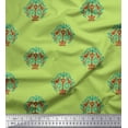 thumbnail image 1 of Soimoi Polyester Crepe Fabric Peacock & Tree Block Printed Fabric 1 Yard 52 Inch Wide, 1 of 1