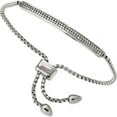 thumbnail image 2 of Stainless Steel Polished with 2 Row CZ Bar Friendship/Bolo Adjustable Bracelet, 2 of 7