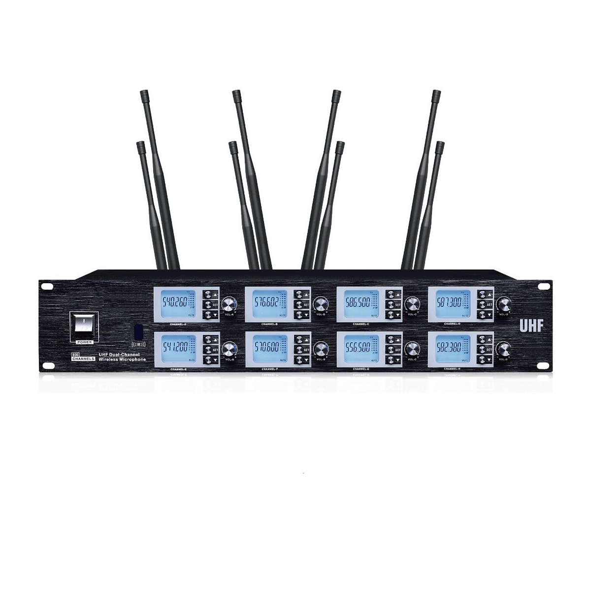 8 Channel UHF Wireless Lavalier Lapel Microphone System for School Stage Theatre