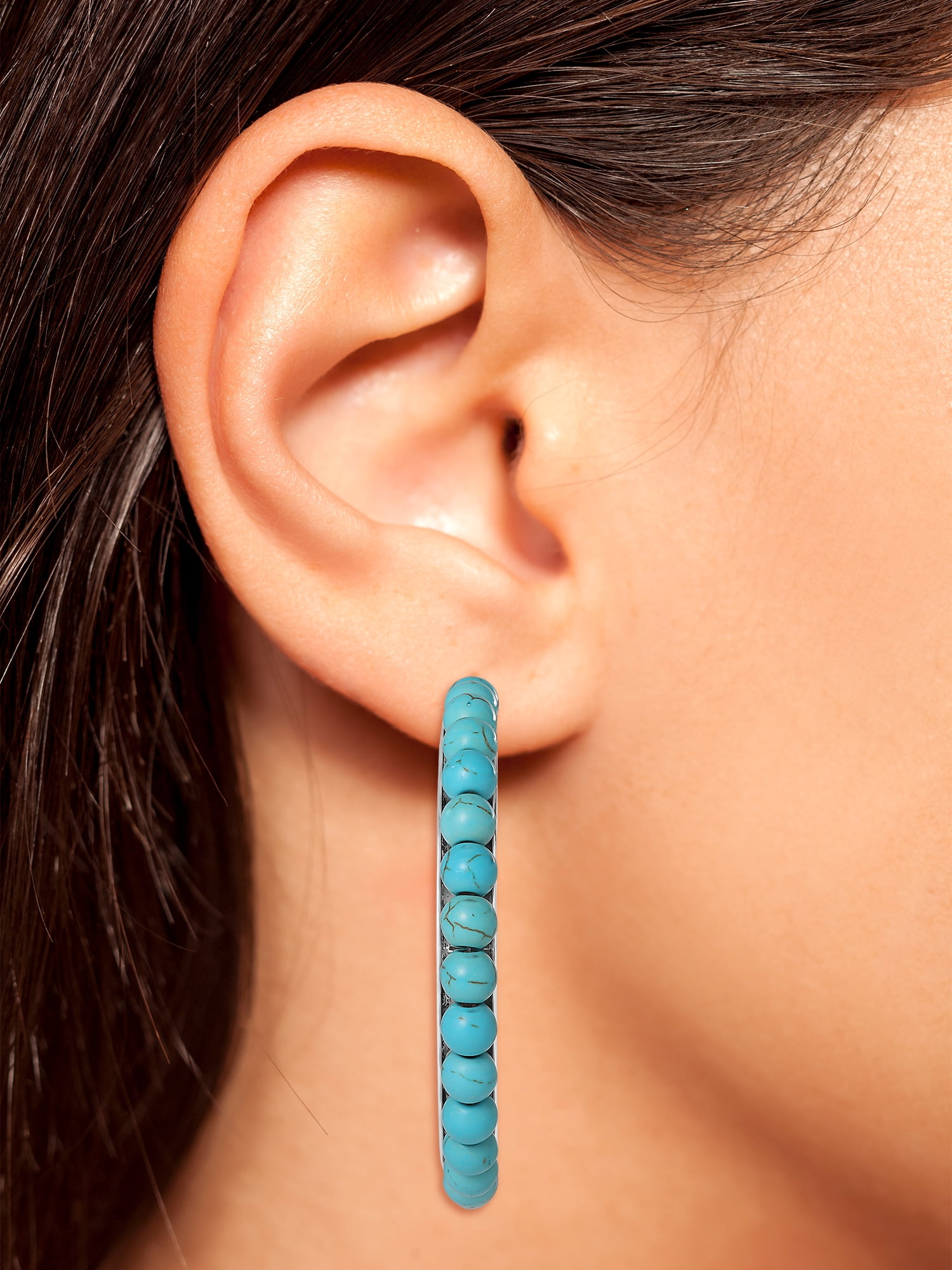 Jessica Simpson Faux Turquoise Half Hoop Earrings