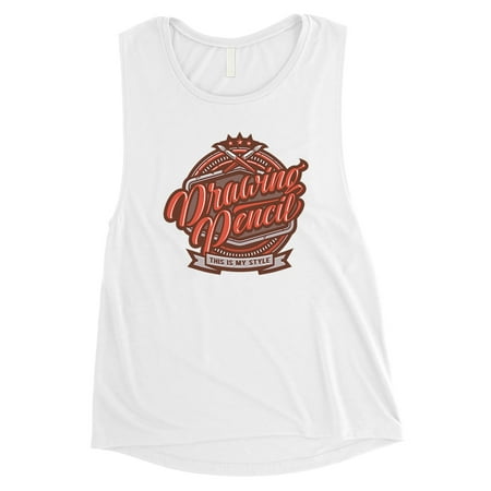 Drawing Pencil Womens White Muscle Shirt