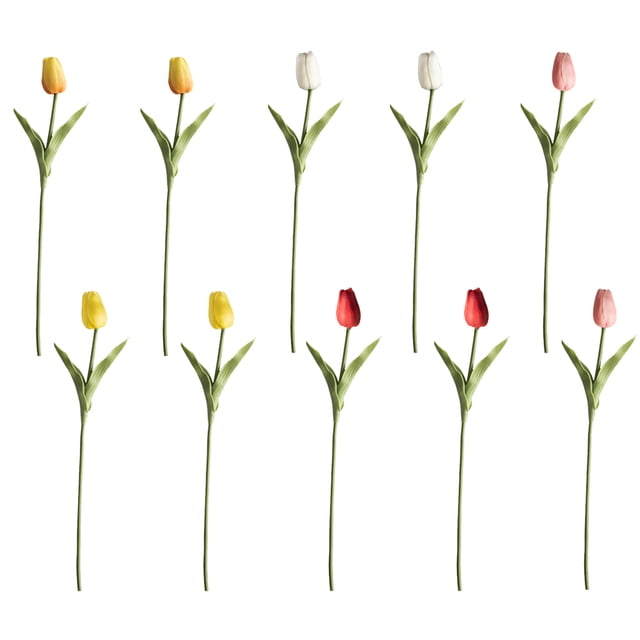10 Uds. De tulipanes falsos de PU, ramo de flores artificiales de tacto Real para decoración de boda, oficina en casa