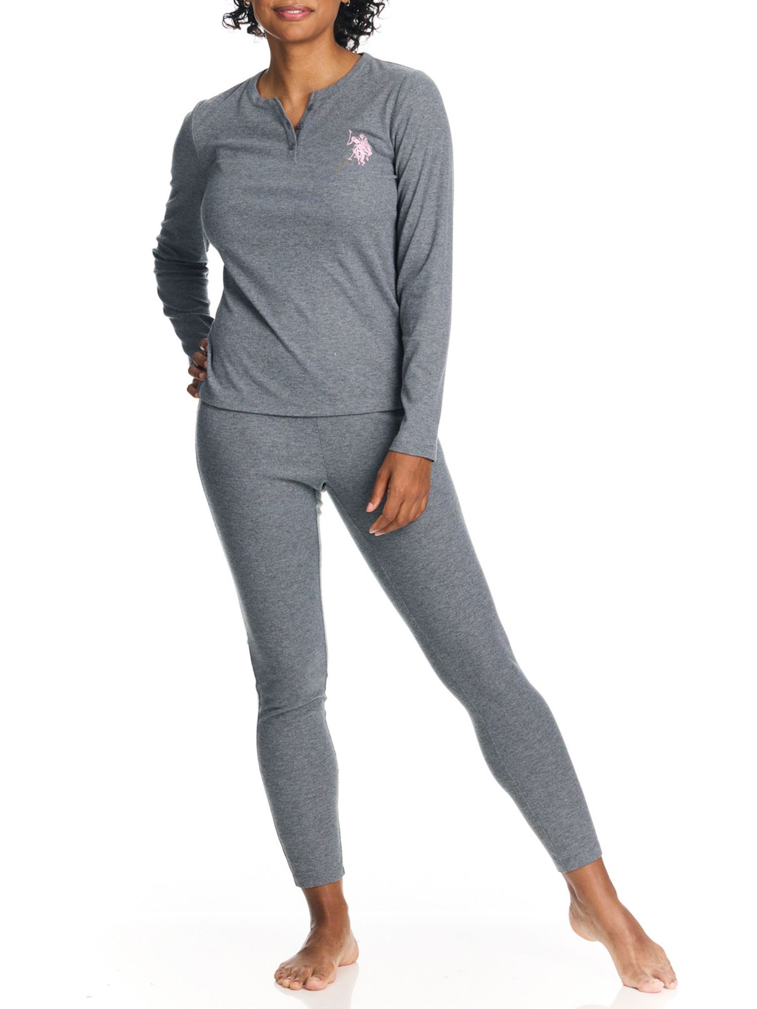 U.S. Polo Assn. Women's Ribbed Henley Thermal Set photo 2