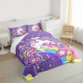 thumbnail image 4 of Homewish Dreamy Purple Unicorn Bedding Comforter Set, Cartoon Stars Rainbow Twin Comforter Sets, Kawaii Cute Animal Bedding Set, Microfiber Bedroom Decor, 2-Piece, 4 of 9